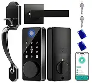 Smart Deadbolt Lock Set, Fingerprint 5-in-1 Keyless Entry Door Lock with Handle, Touchscreen Keypad, APP Control, Auto Lock, Easy Install for Front Door