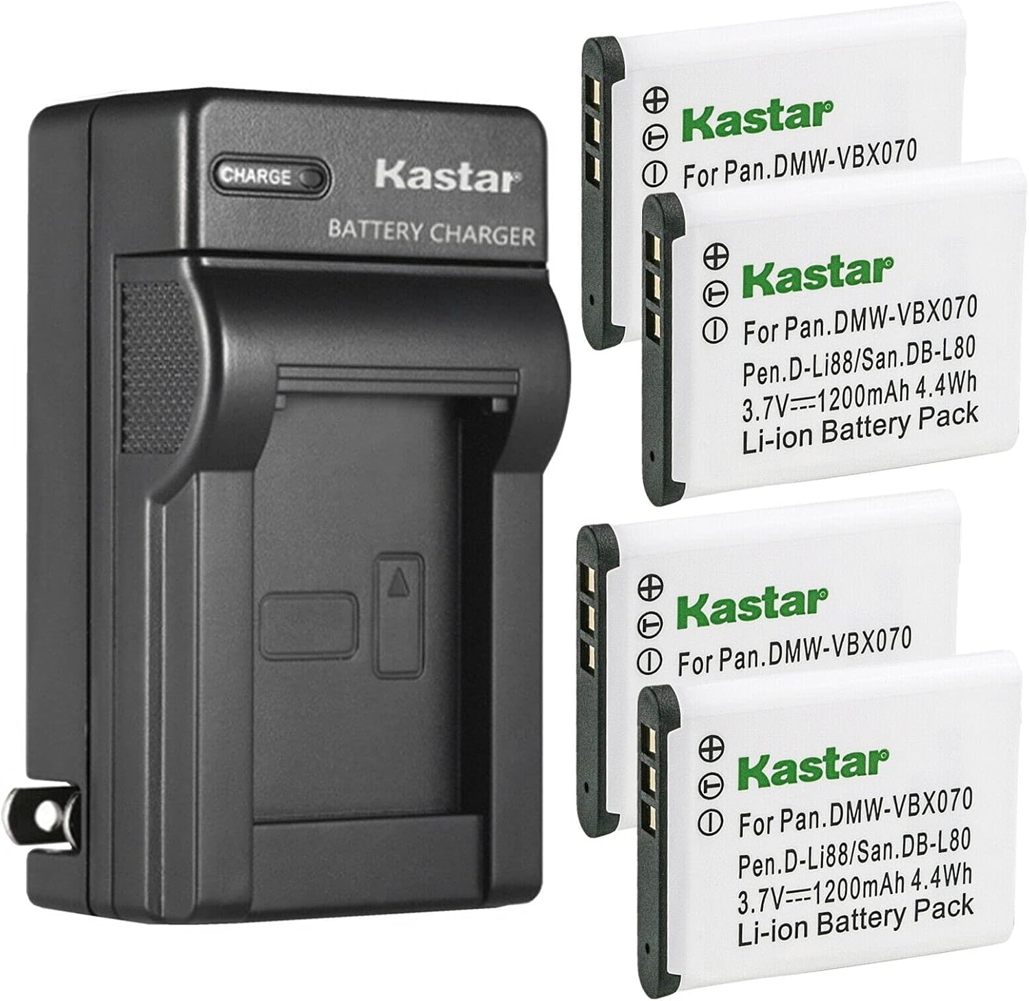 Kastar 4-Pack Battery & Charger Replacement For Nikon Coolpix Cameras - EN-EL12 Compatible