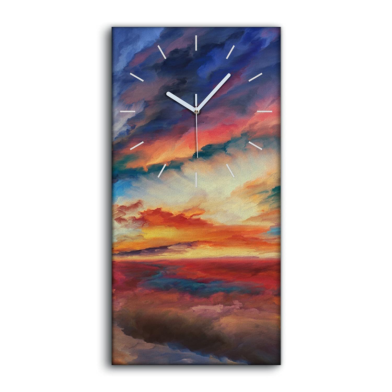 Horloge sur toile 30x60cm nuages abstraits pour salon chambre