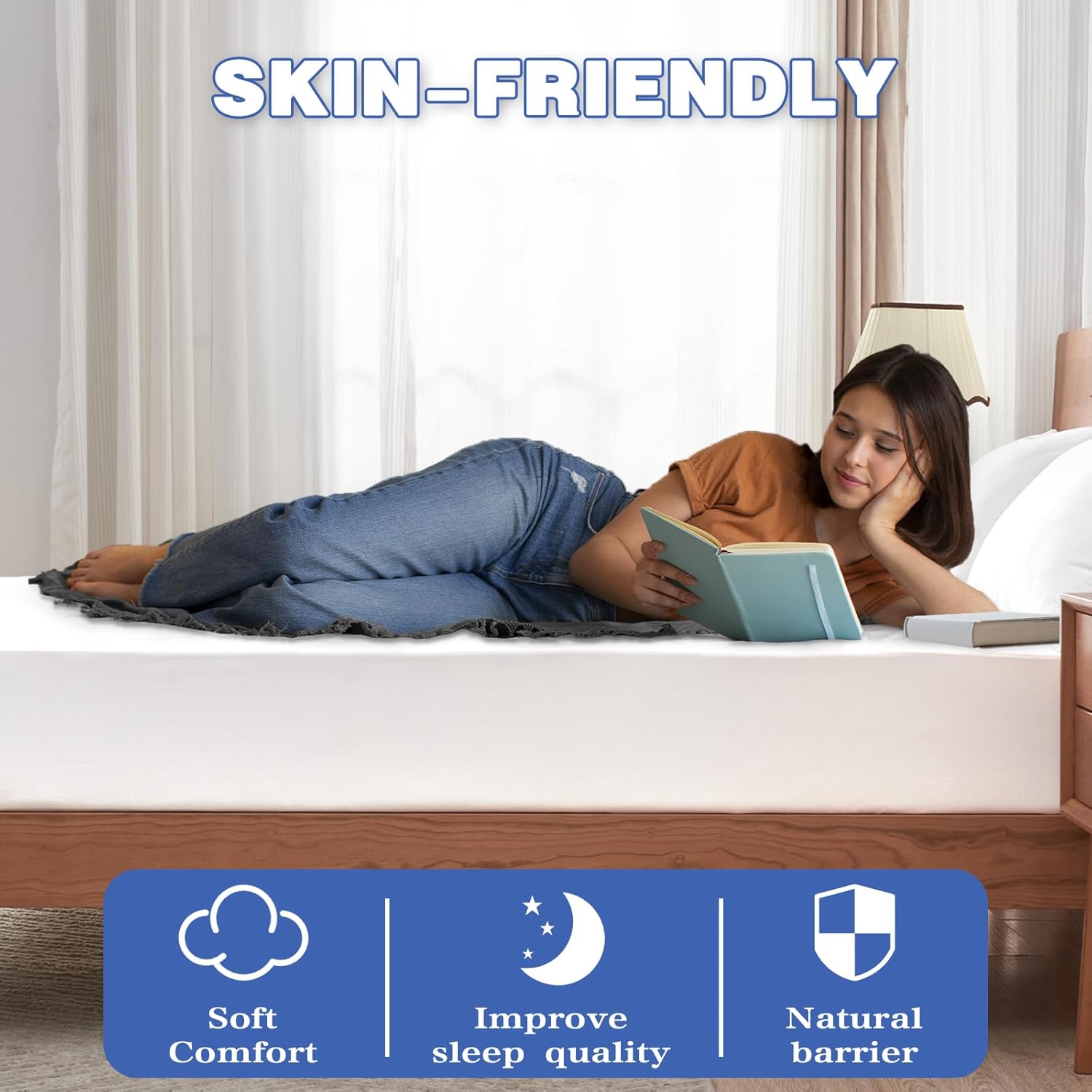 King Mattress Protector, Waterproof Mattress Cover with 18" Deep Pocket Bed Cover, Fitted Sheet Style Noiseless Breathable Machine Washable, White (76"x80")