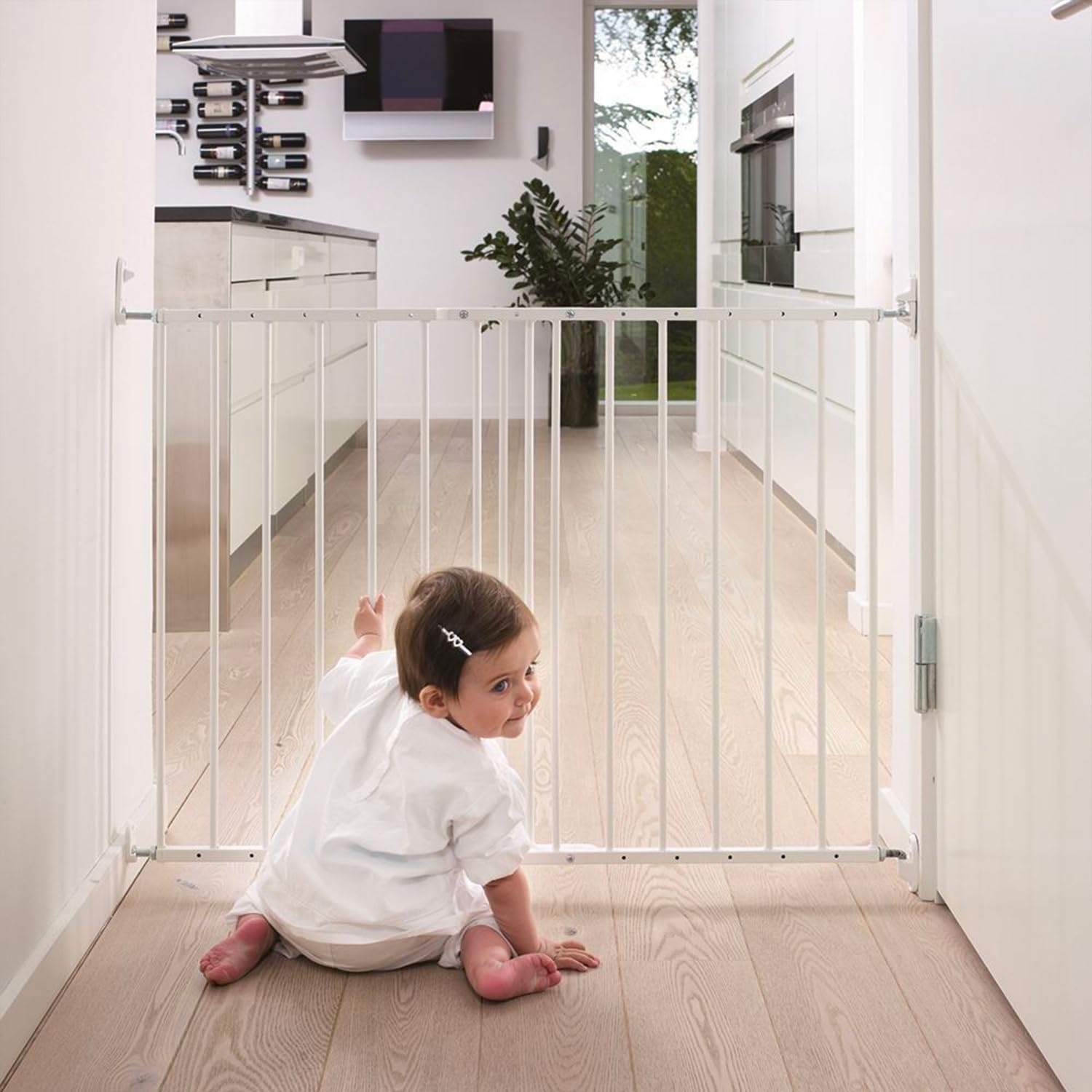Avilia Cancelletto in Metallo Bianco per una sicurezza garantita : Regolabile da 78-80cm per Bambini e Cani, Installazione Semplice per Interni ed Esterni - Massima Protezione
