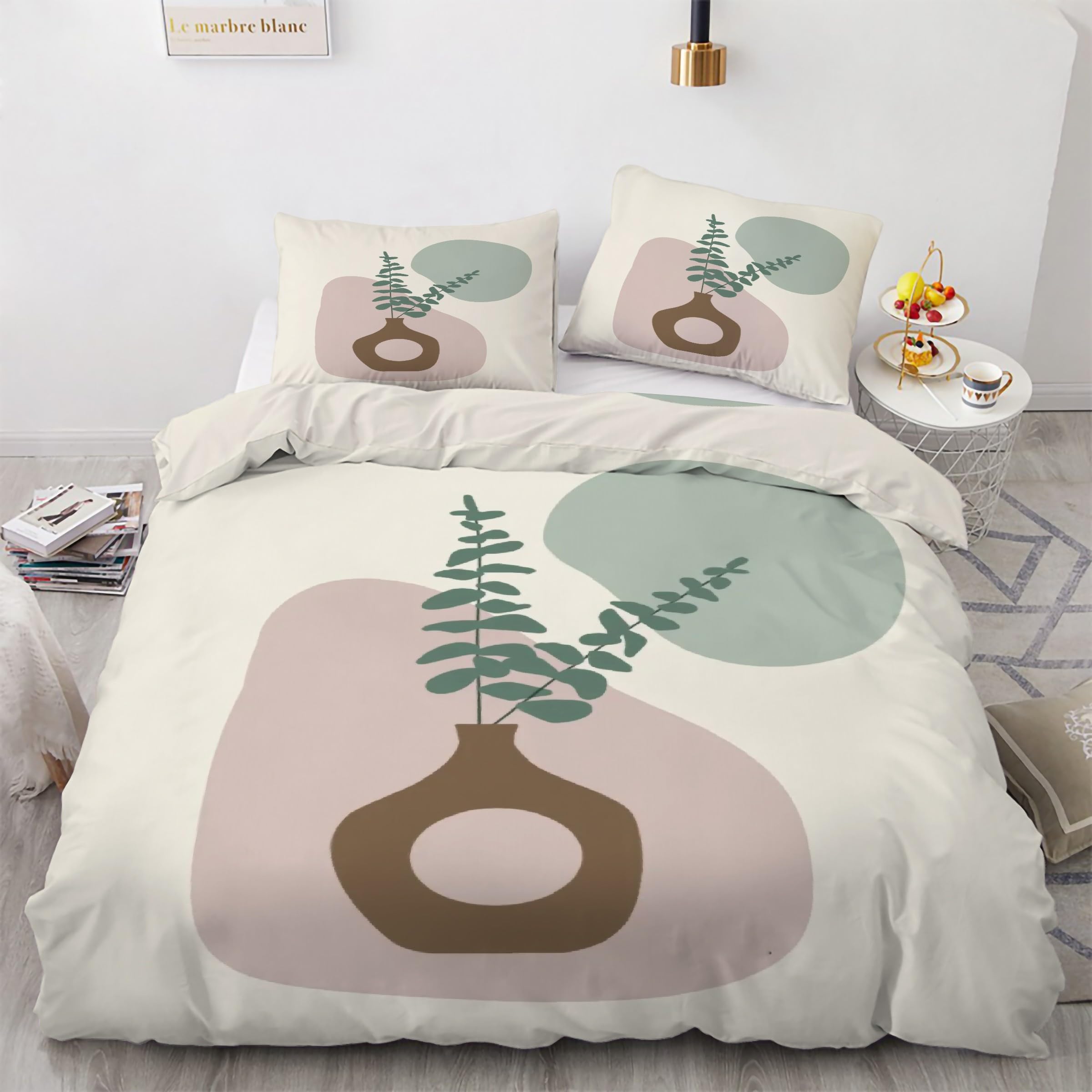 Ensemble de literie microfibre 200x200 lavable sans repassage géométrique
