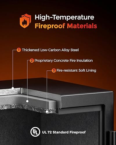 Miniatura 3 de DAYI Caja fuerte a prueba de fuego, 2.0 pies cúbicos biométrico de huellas dactilares a prueba de fuego, caja fuerte para documentos del hogar