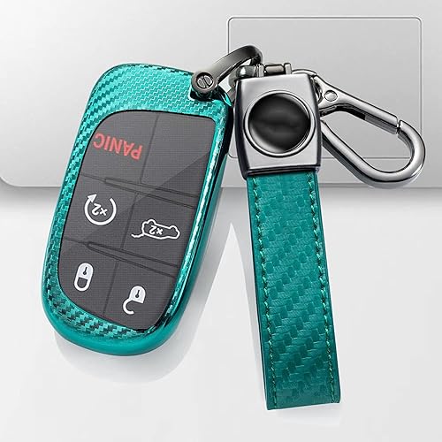 MAXMILO Funda de fibra de carbono de TPU suave para Jeep Grand Cherokee Wrangler Compass Cherokee Renegade Patriot Grand Comander Key Fob funda