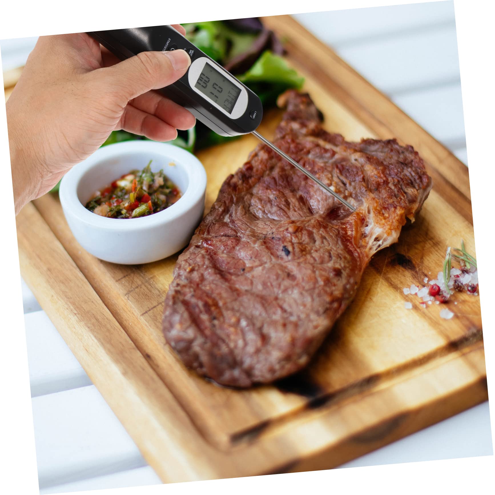 TOPBATHY Termómetro Digital Para Carne Cocina Barbacoa Medidor De Temperatura Alarma De Voz Usb