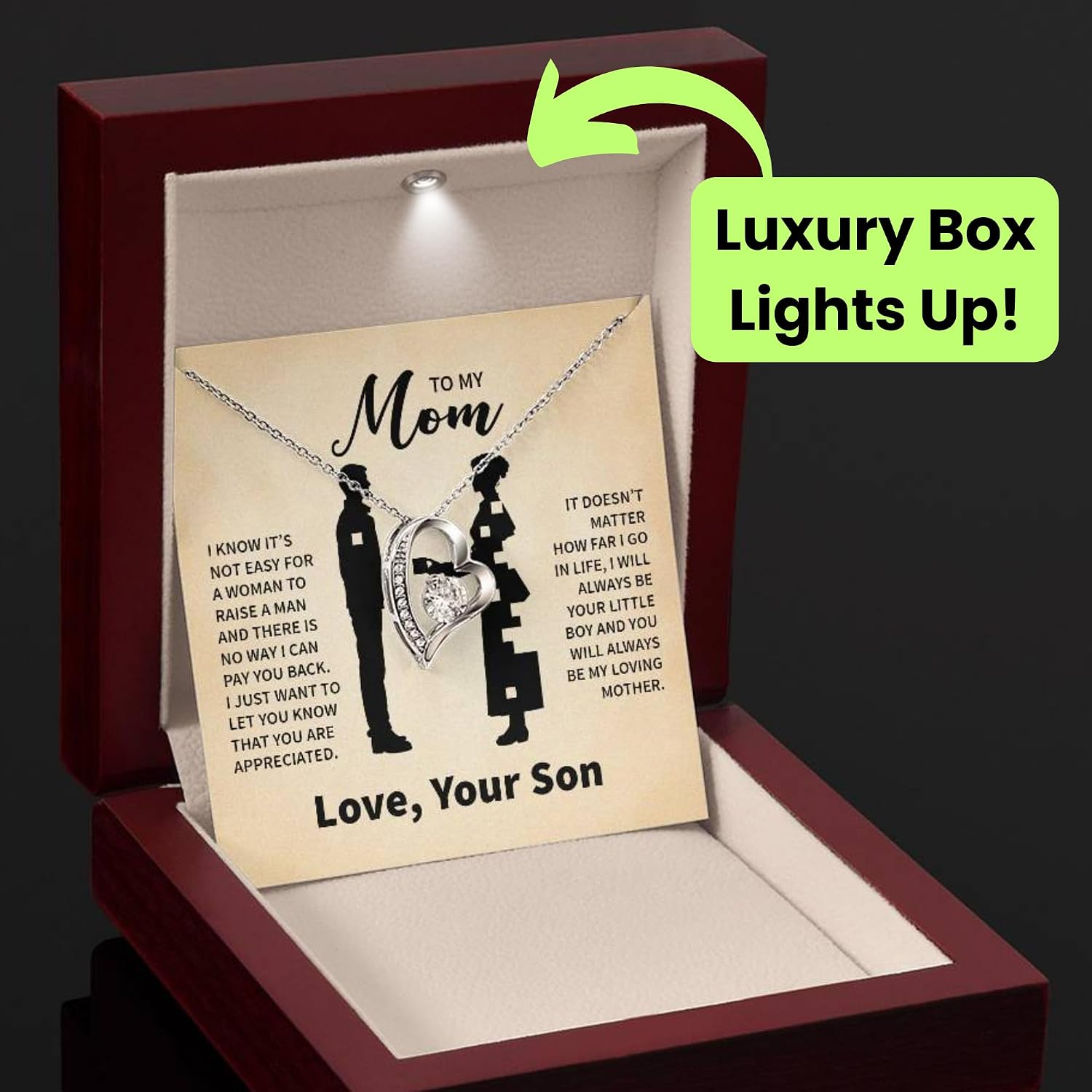 Mothers day gifts from daughter, Mom and son necklace, Birthday gift, Mom Necklace for women, Mother birthday gift, Best mom ever presents, Stainless Steel, Cubic Zirconia