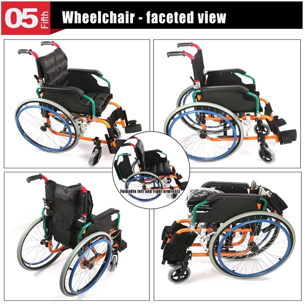 Silla de ruedas deportiva ligera para niños, silla de ruedas manual plegable de acero de 22 pulgadas, con reposabrazos
