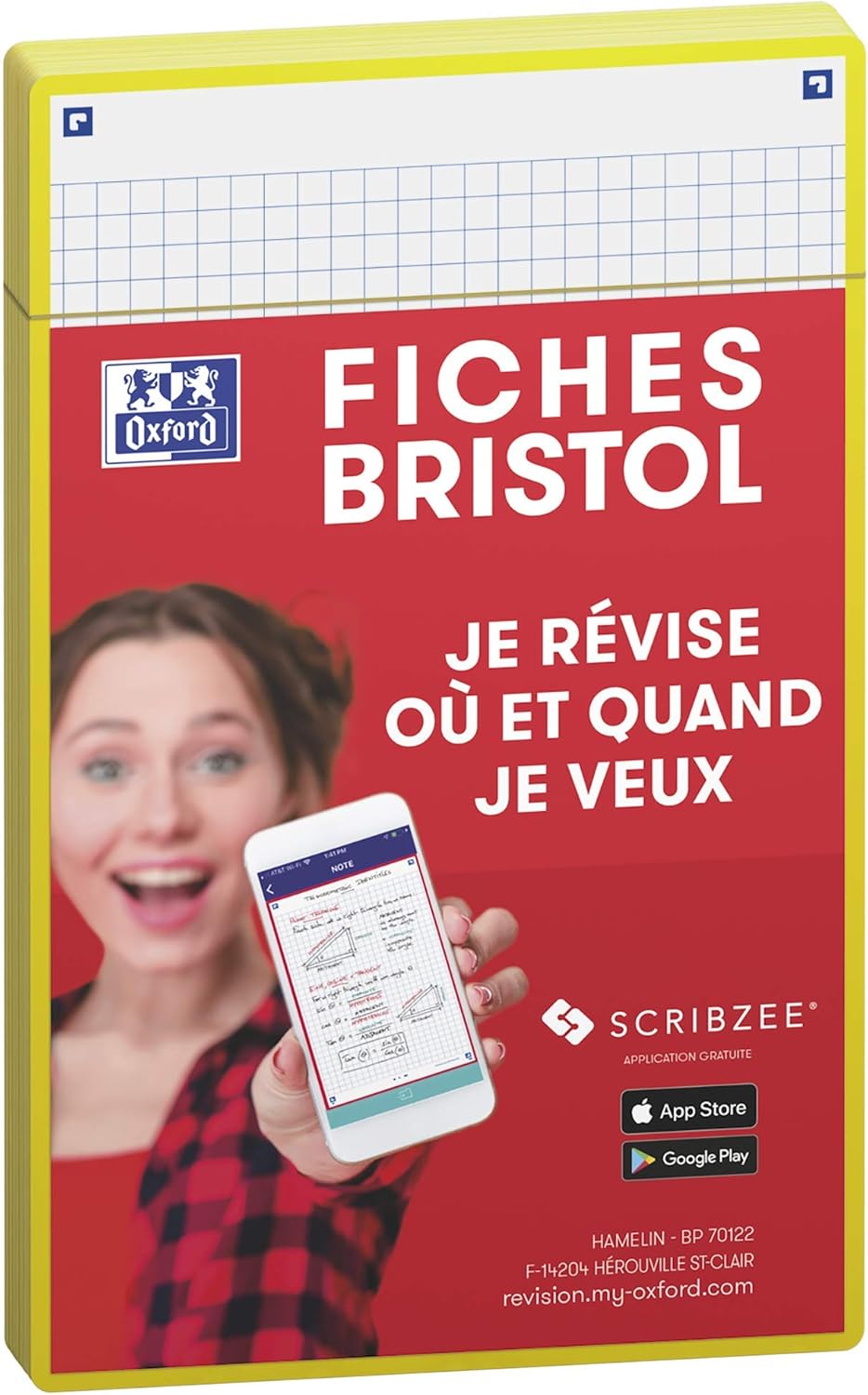 Oxford - Pack De 60 Fiches Bristol - A5 - Petits Carreaux - Perforées - Blanc Pas Cher | Bureau Vallée