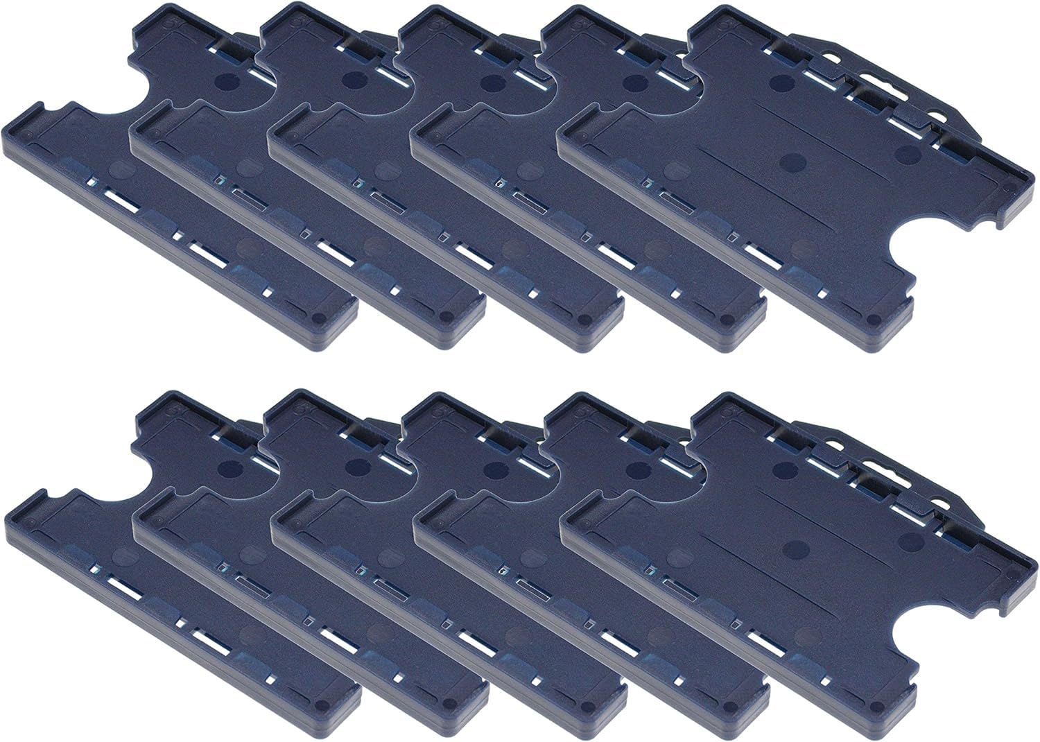 Customcard Ltd Double-Sided ID Card Holder - Secure, Navy Plastic for 2 Credit-Sized Cards (85 x 54mm) - Durable, Lightweight for Work, School, Events- ID Card Holder for Lanyard (Navy, Pack of 10) — image 1