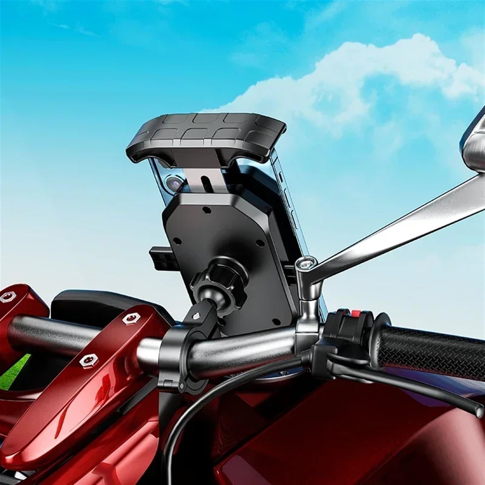 Support Telephone Velo Support Téléphone GPS Vélo Moto Clip Support Téléphone Portable pour Moto Support Antidérapant Support Antichoc Telephone Moto Rotation