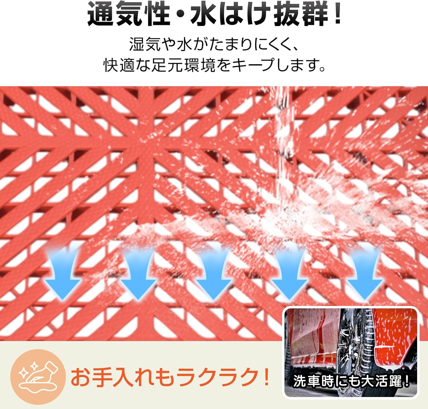 雑貨の国のアリス ガレージタイル 同色 20枚 セット フロア 厚さ2.5cm 40cm 頑丈 耐荷重10t 倉庫 ガレージマット