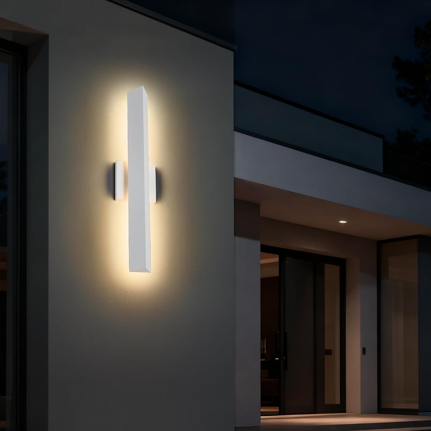 Tarentlight 21.9IN LED Outdoor Aluminum Wall Lights,20W Dimmable, IP65 Waterproof, Modern Textured White Indoor & Exterior Lighting Fixtures, Long Exterior Wall Lights for Garage, Front Door