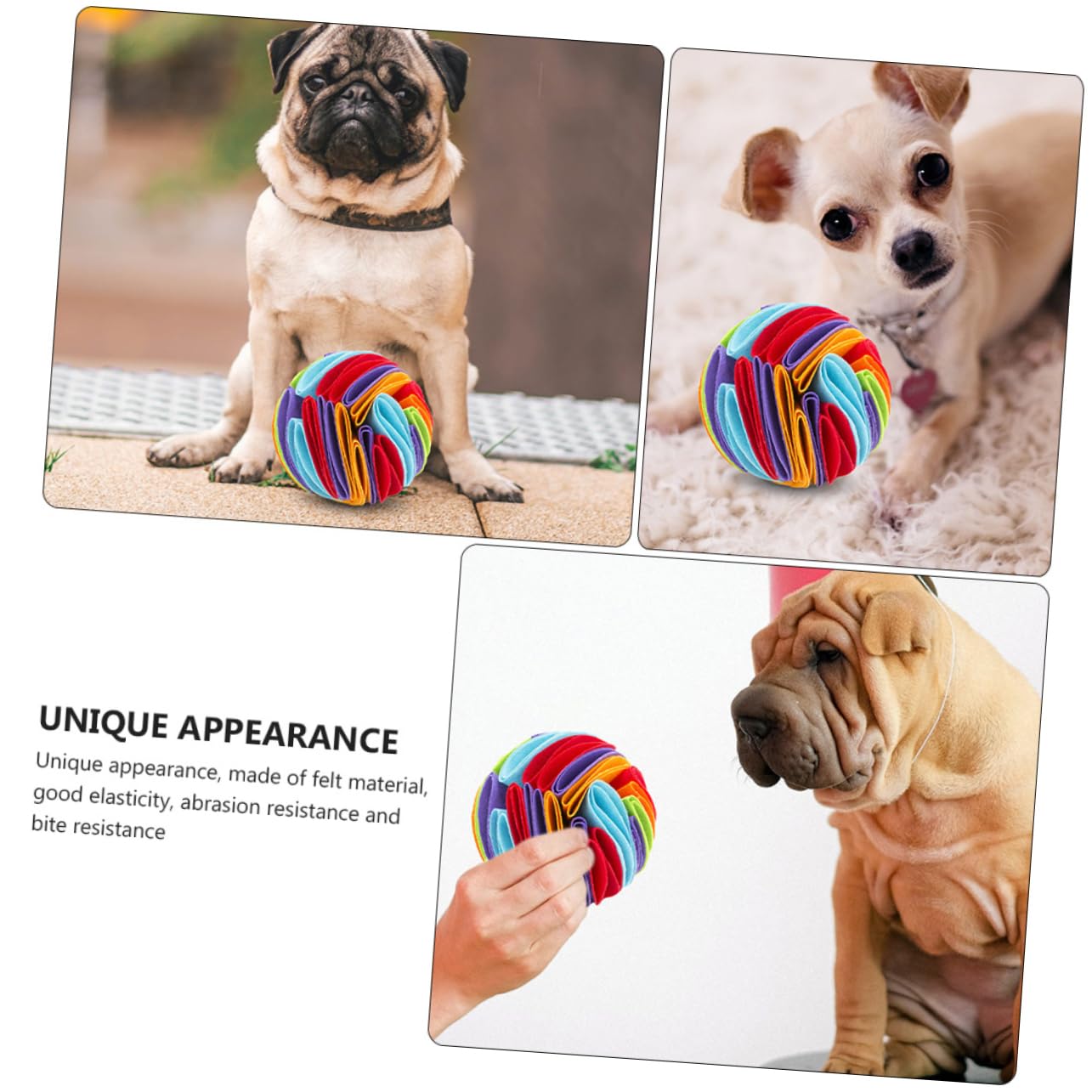 Sosoport 4piezas De Olfateo para Perros De Juguete Interactivo para Encontrar Snacks Bola De Alimentación De Fieltro para Estimulación Mental y Casa o Jardín