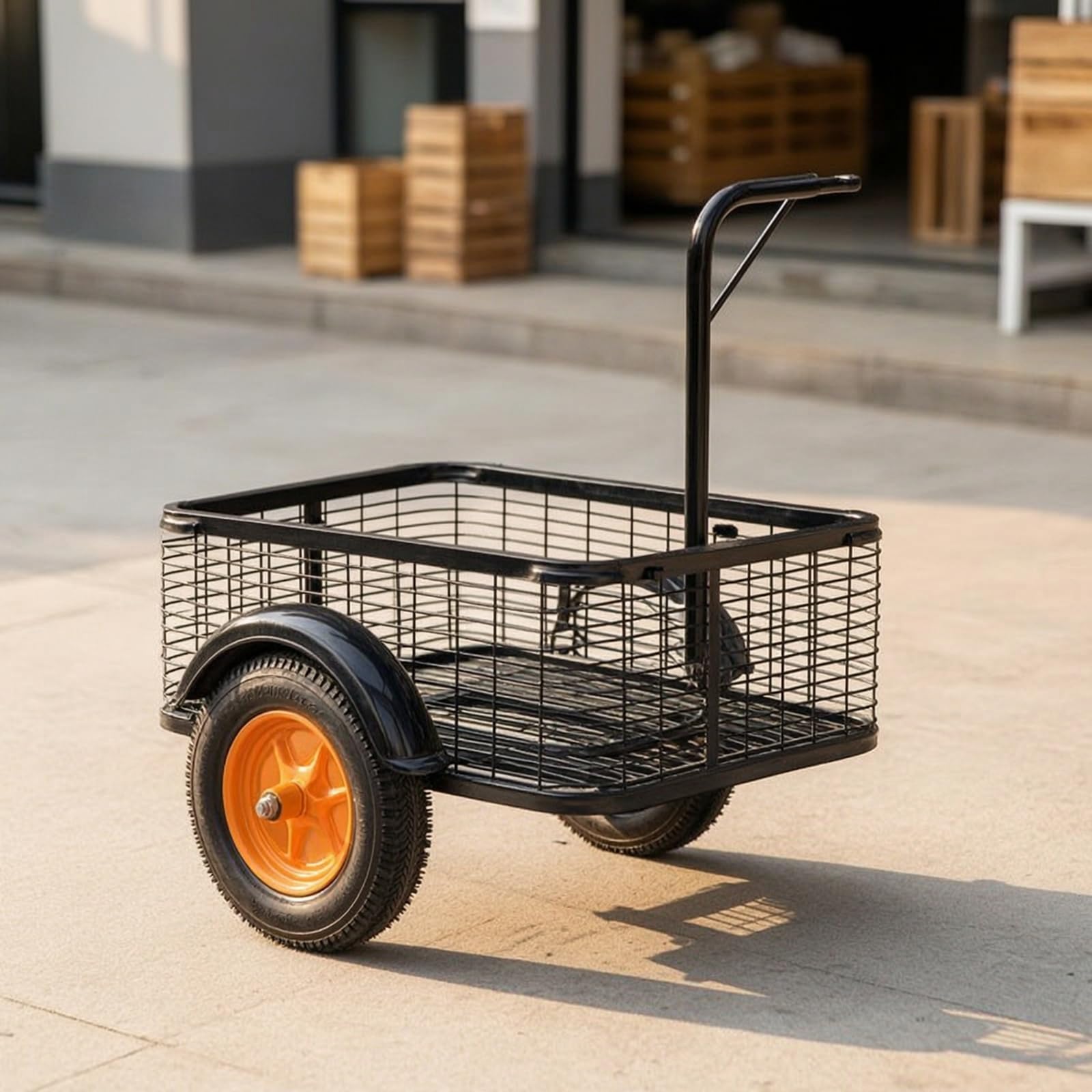 predolo Rimorchio con Cesto in Rete Rinforzato Carrello Portatile Rete Robusto Carrello Cargo in Metallo per Campeggiatori, Pescatori, Campeggio, Pesca, Carrello Da Bicicletta Piccolo