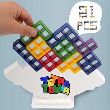 Thinkmaster Tetra Tower Tower Balance Game, 21 Piece Tetra Tower Game Set, Tetra Tower Balance Game