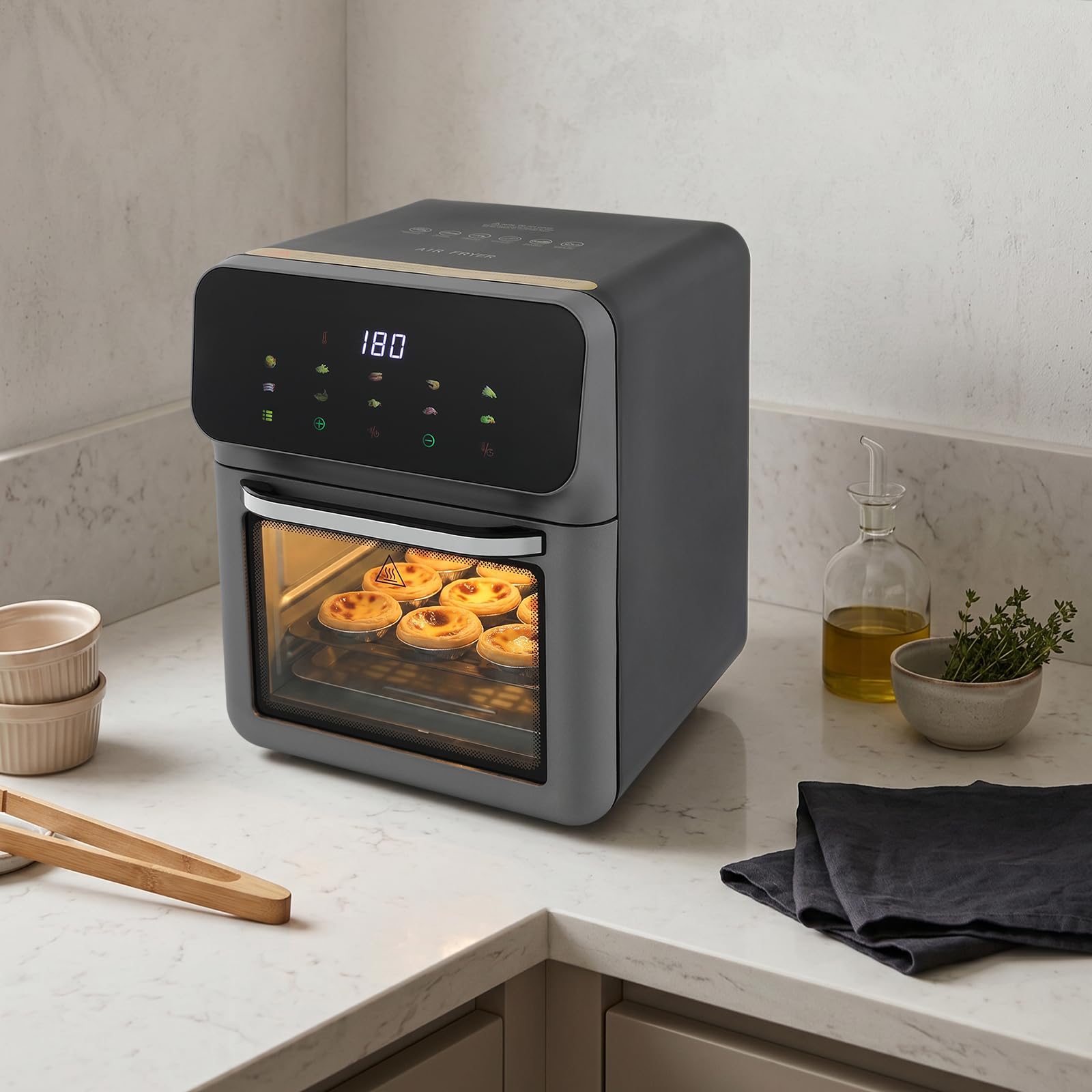 Friggitrice ad aria,air fryer 10L,senza olio con finestra,touchscreen LED