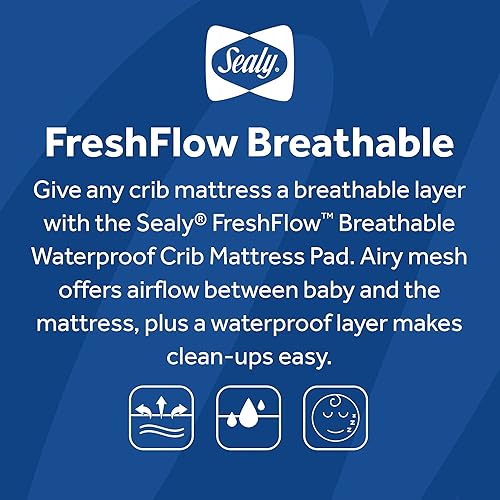 Miniatura 6 de Paquete de colchón SEALY EverLite transpirable para cuna, SEALY SecureStay, paquete de 2 unidades, impermeable, ajustable, para cama infantil y cuna