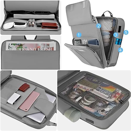 Miniatura 4 de ZINZ Mochila para portátil delgada y expandible de 15.6 16 17 pulgadas, mochila de negocios de viaje a prueba de lluvia para la mayoría de los