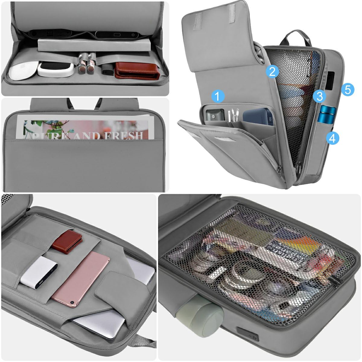 ZINZ 15.6" 16" 17" Mochila Delgada y Expandible para Computadora Portátil Mochila de Viaje para Negocios Mochila Impermeable para Hombres y Mujeres,G01Y01