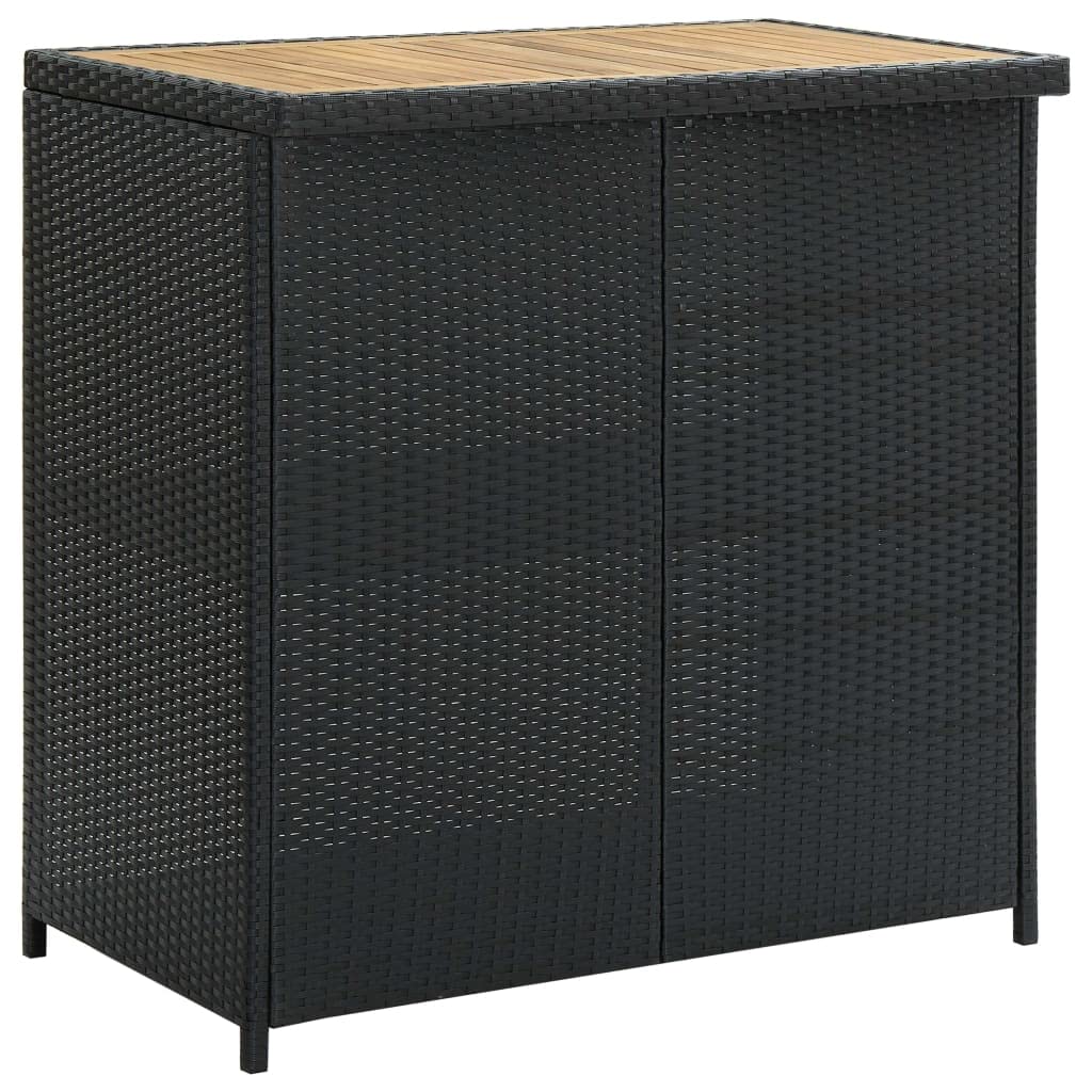 Set da bar da 3 pezzi con struttura in acciaio e rattan sintetico, set da bistrot con piano in legno massello di acacia, include cuscini con rivestimento in poliestere rimovibile e due