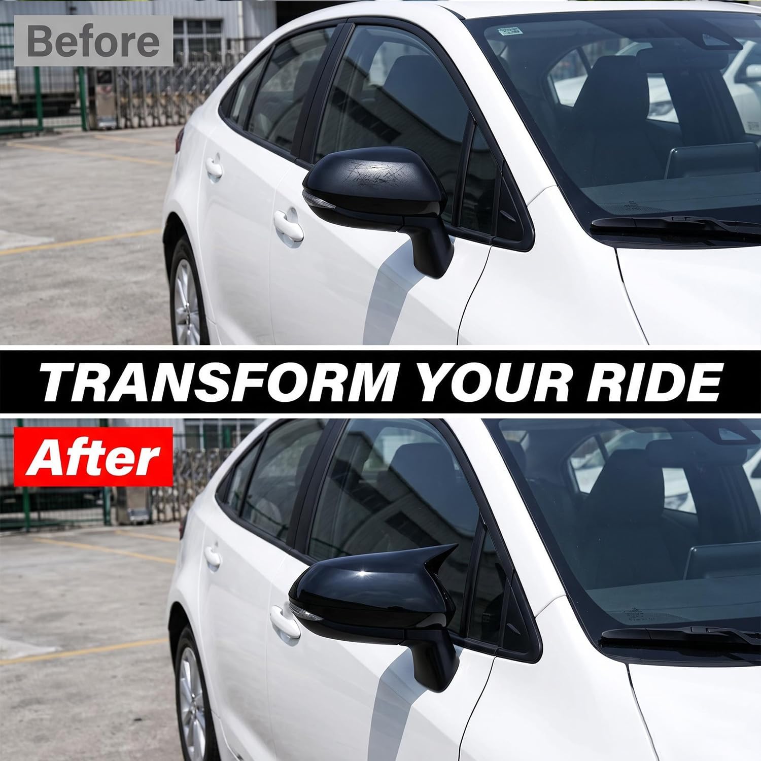 Side Rear View Mirror Cover Compatible with Toyota Corolla 2026 2025 2024 2023 2022 2021 2020, Mirror Guard Protector Caps -Glossy Black