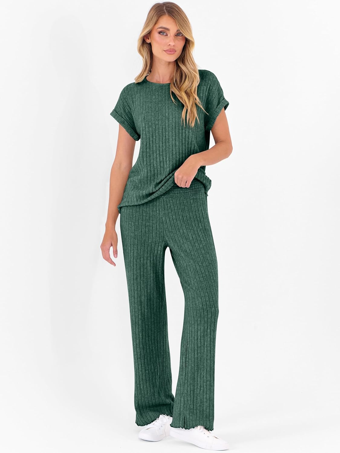 ANRABESS Lounge Sets For Women Summer Rib Knit 2 Piece Pajama Sets 2026 Casual Spring Beach Vacation Outfits Airport Clothes - Image 7