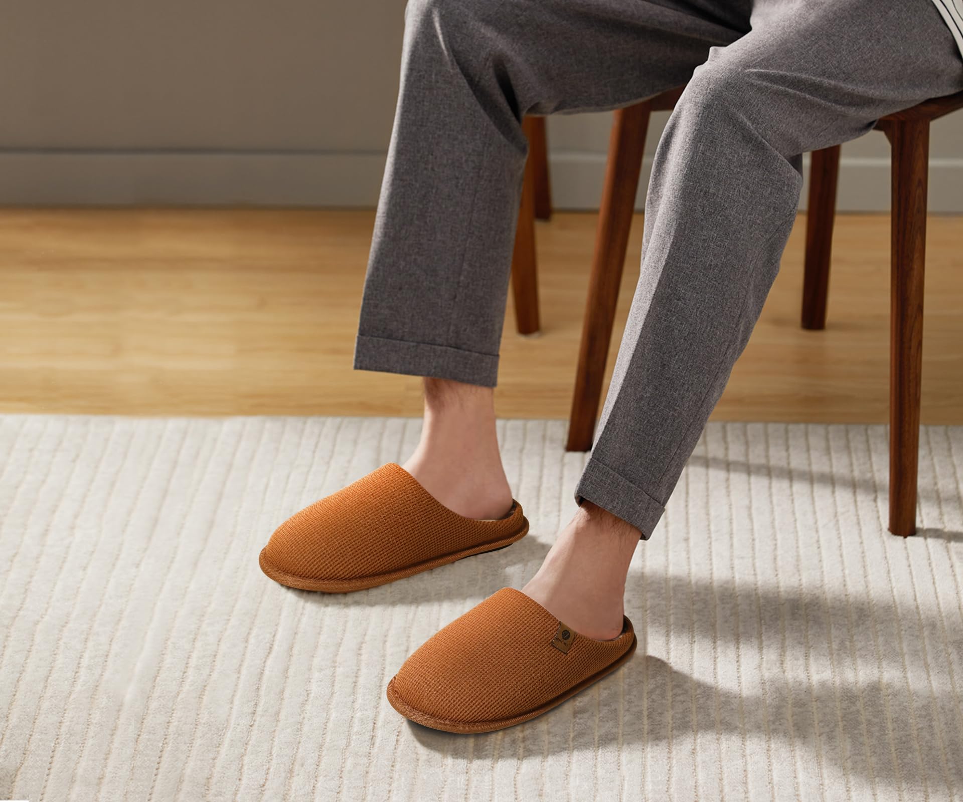 ONCAI Pantofole da Uomo Invernali Ciabatte da Casa con Memory Foam Calde Pelliccia Sintetica Cotone Scarpe Accogliente Antiscivolo Suola EU Dimensione 40-49