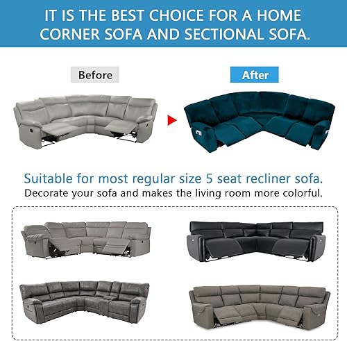 Vista 40 de LiveGo Funda para sofá esquinero, protector de terciopelo elástico para sillón reclinable, funda de sofá para sillón reclinable, juego de sala