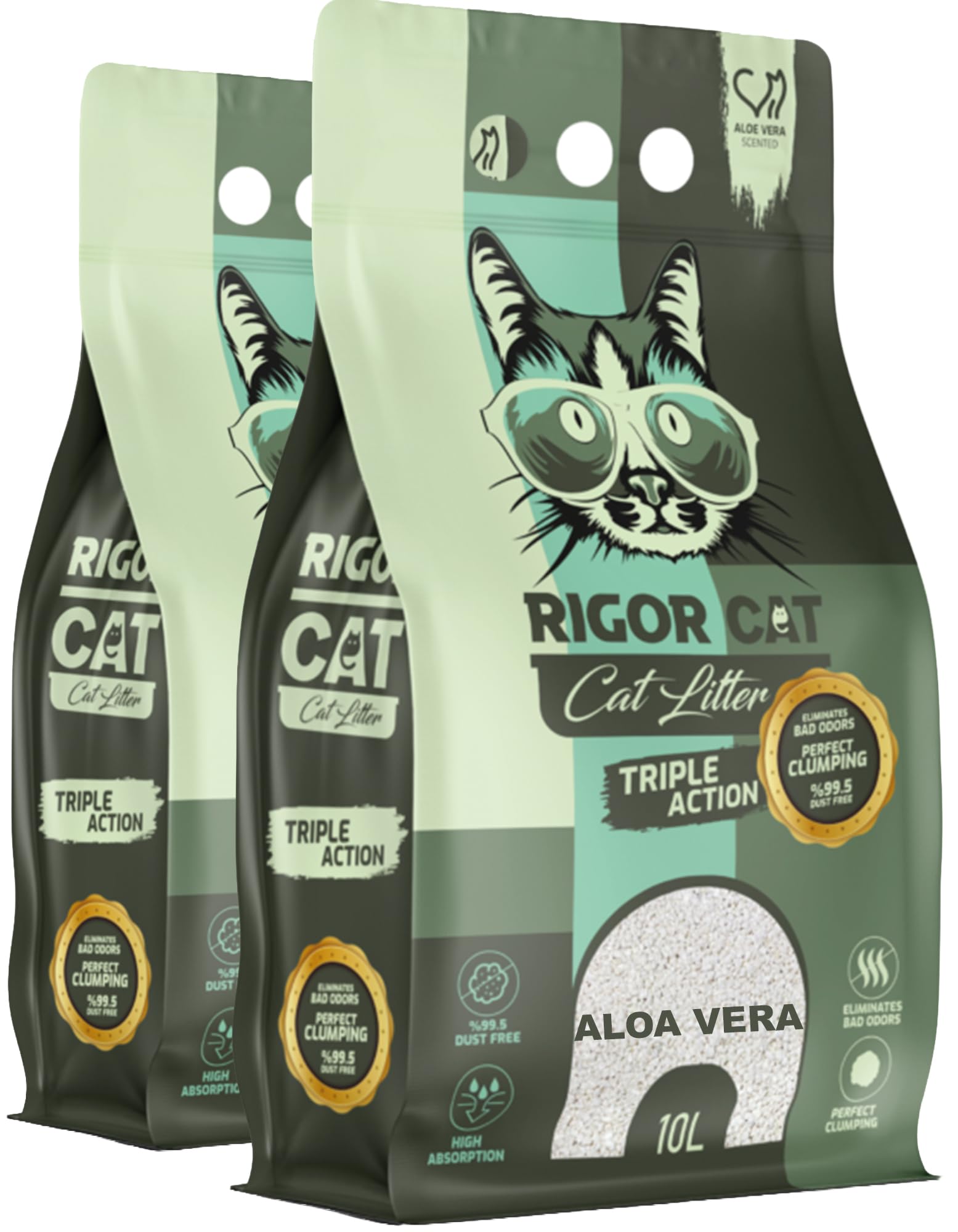 Ultra Clumping Cat Litter - Premium Bentonite Cat litter, Aloe Vera scent, 20L, High Absorption, Dust Free, Strong Clumping, Soft for Paws