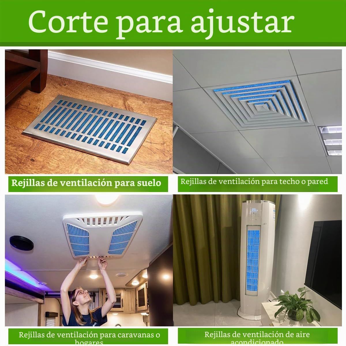 Kit de filtros de ventilación de aire MERV 8 de 12 x 132 pulgadas, filtros electrostáticos de ventilación de suelo para aire acondicionado, horno HVAC, rejillas y hogar móvil, 132 ganchos