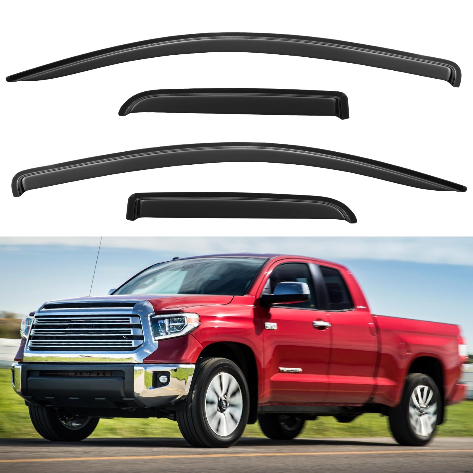 Photo 1 of Window Rain Guards Shield for 2007-2021 Toyota Tundra, Window Vent Visors Shades Wind Deflectors for 07-21 Tundra Double Cab 2007-2013 Toyota Tundra