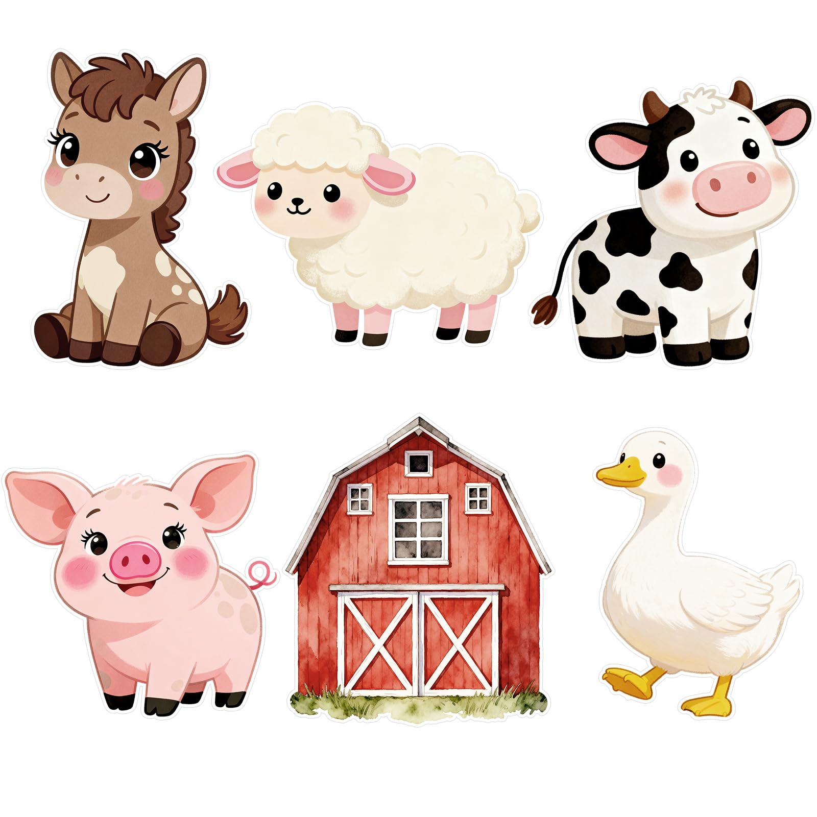 Lot de 6 Silhouettes d'animaux de la Ferme en Papier, Grand Format, avec Support, pour Photos. Décorations pour Anniversaire, Baby Shower ou fête sur Le thème de la Ferme
