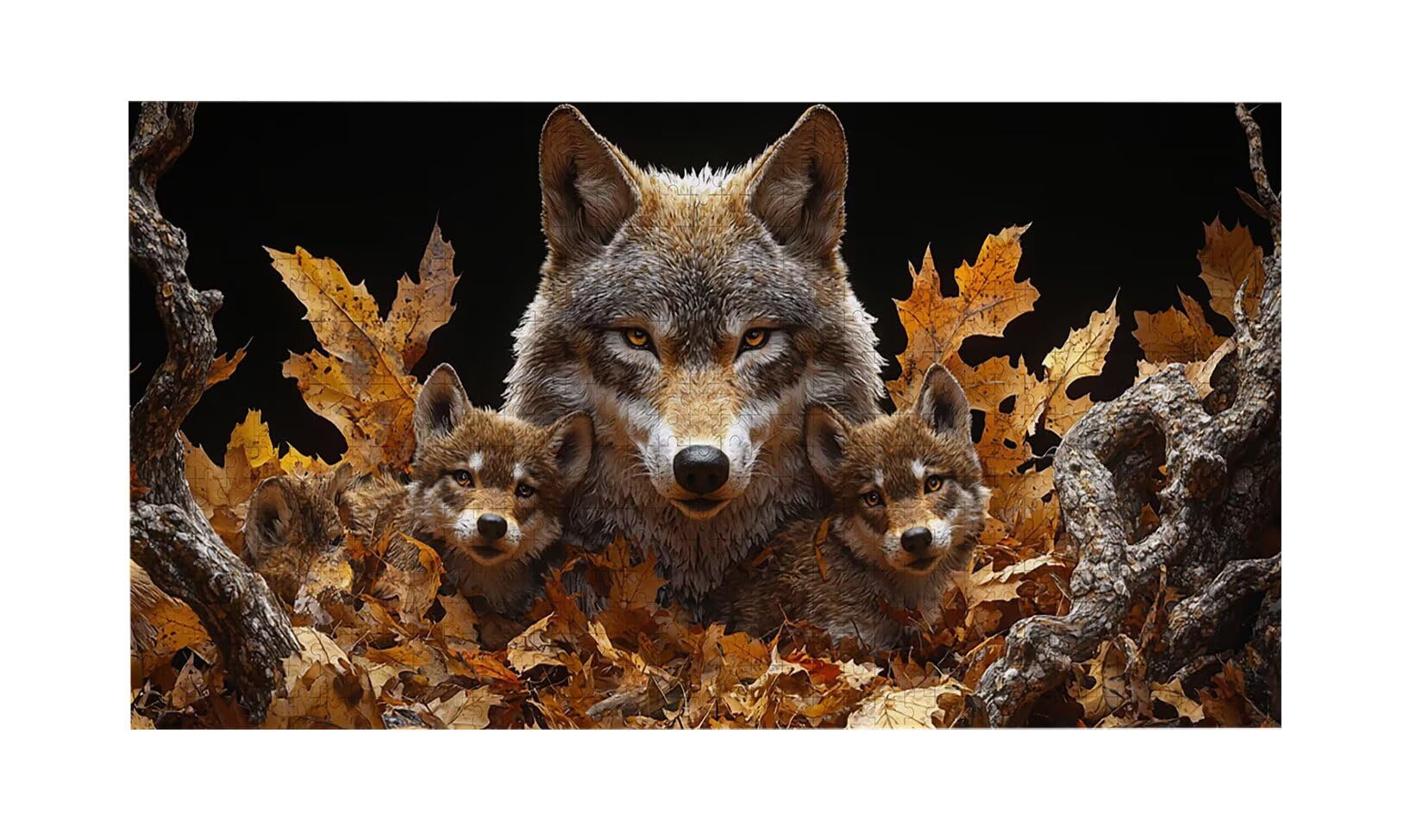 Puzzle dla dorosłych 1100 elementów, puzzle jesienny wilk, dla dorosłych klasyczne puzzle i od 14 lat junior, rodzinna rozrywka domowa puzzle prezent 87x42cm l-629