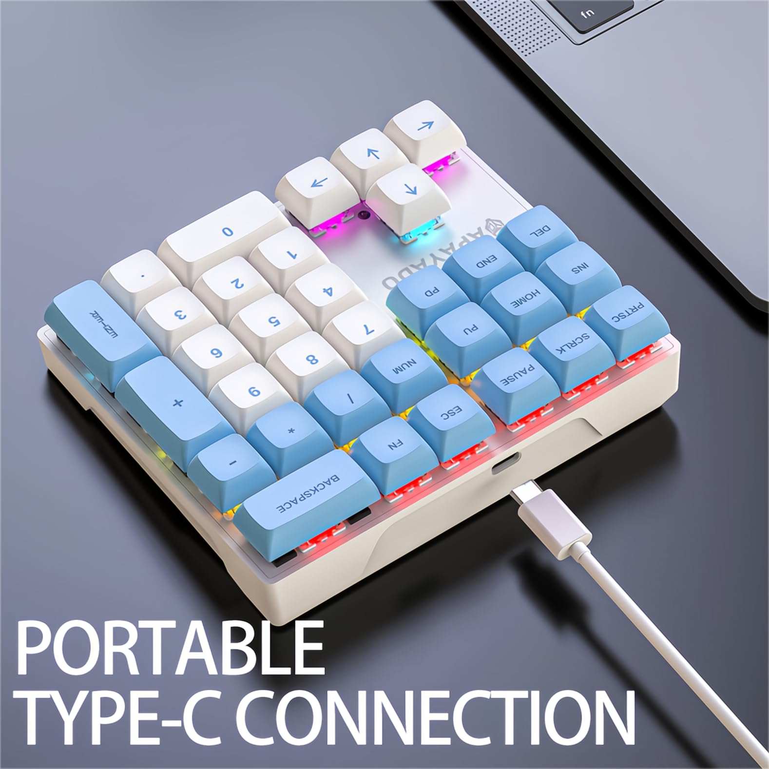 SIKAI CASE Tastiera Numerica Meccanica, Mini Tastiera Numerica RGB, Tastiera Contabile, Tastiera Numerica con Una Sola Mano, Tastierino Numerico USB Cablato, Tastiera Numerica per pc Portatile（Blu）