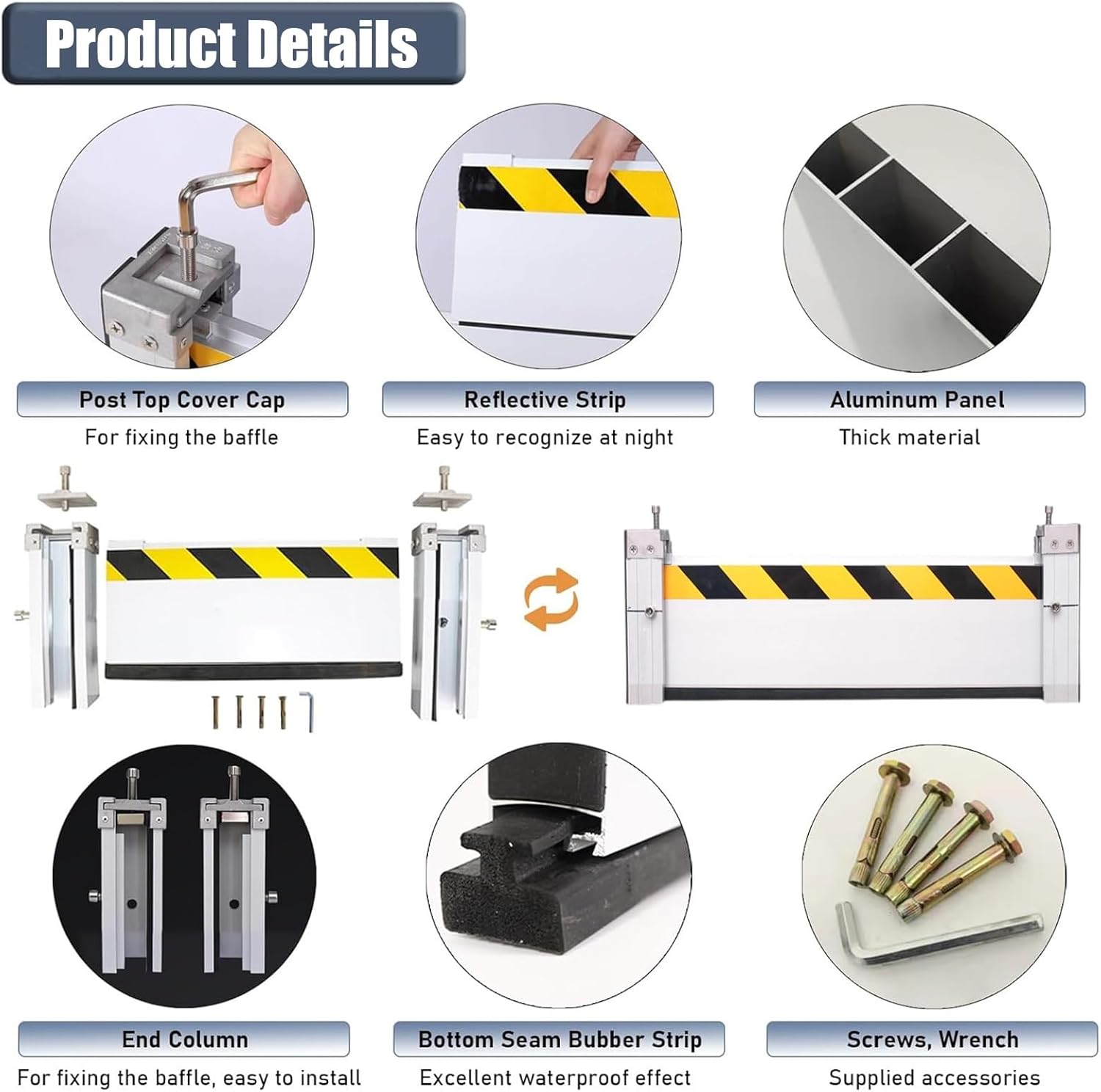 Accessories for Flood Barriers in Home Garages and Courtyards, Reusable and Detachable Temporary Dam，Water Protection Stopper Baffle(H 4.6ft(140cm),6ft(183cm))