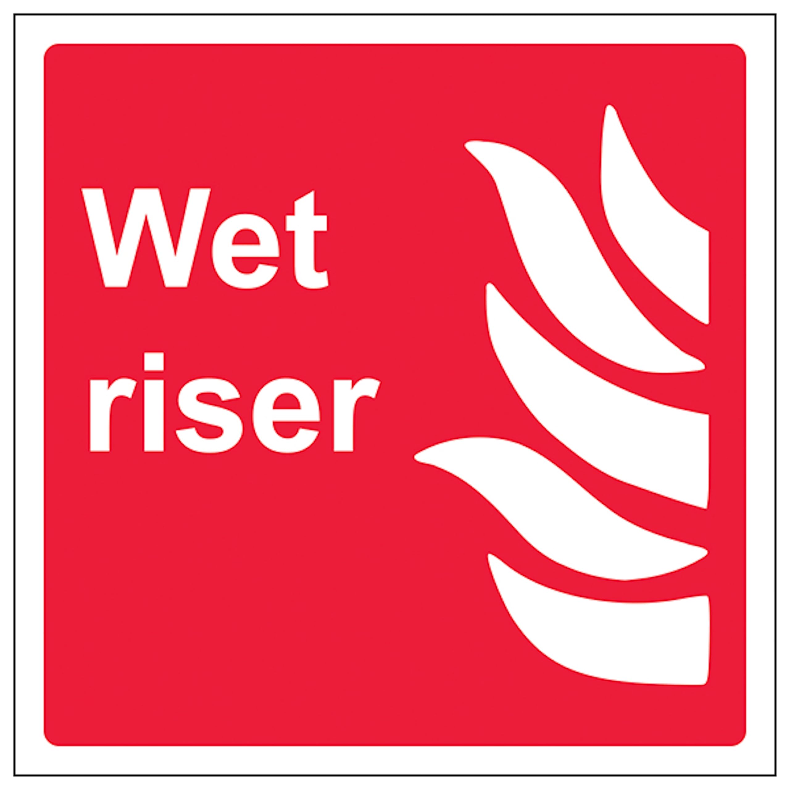 V Safety Wet Riser - Square 100 x 100 mm - Glow In The Dark 1mm Rigid Plastic Safety Sign