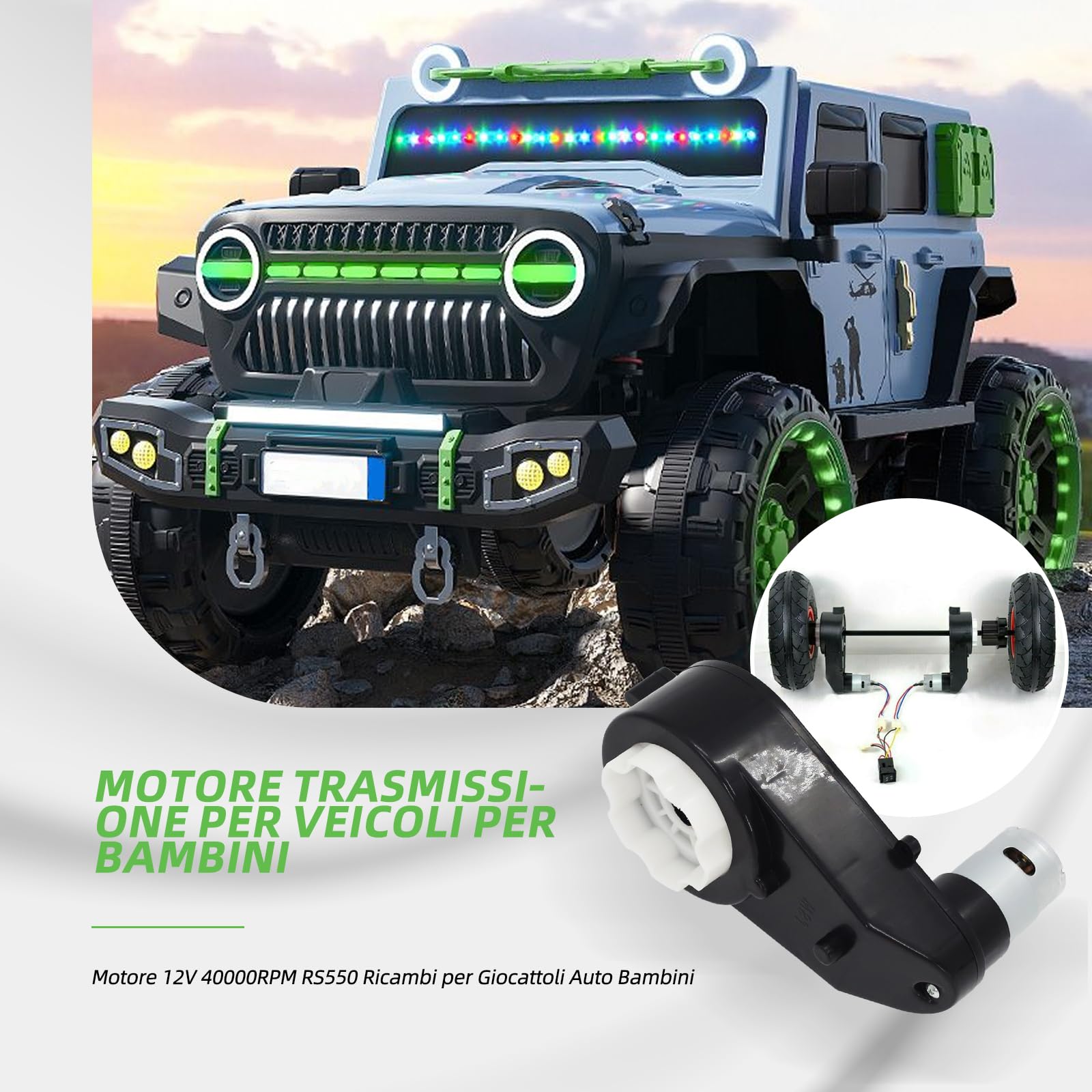 Motore elettrico ad alta velocità RS550 12V 160W 40000RPM 18A adatto per auto elettriche per bambini, pezzi di ricambio, confezione da 2