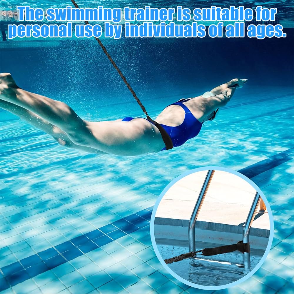 Schwimmgurt für Pool, Einstellbare Schwimmwiderstand Gürtel, Schwimmgurt Pool Erwachsene, Schwimmtrainer Gürtel mit 2.5-7.5M Einstellbare Schwimmseil für Jedes Schwimmbad Ohne Gegenstromanlage