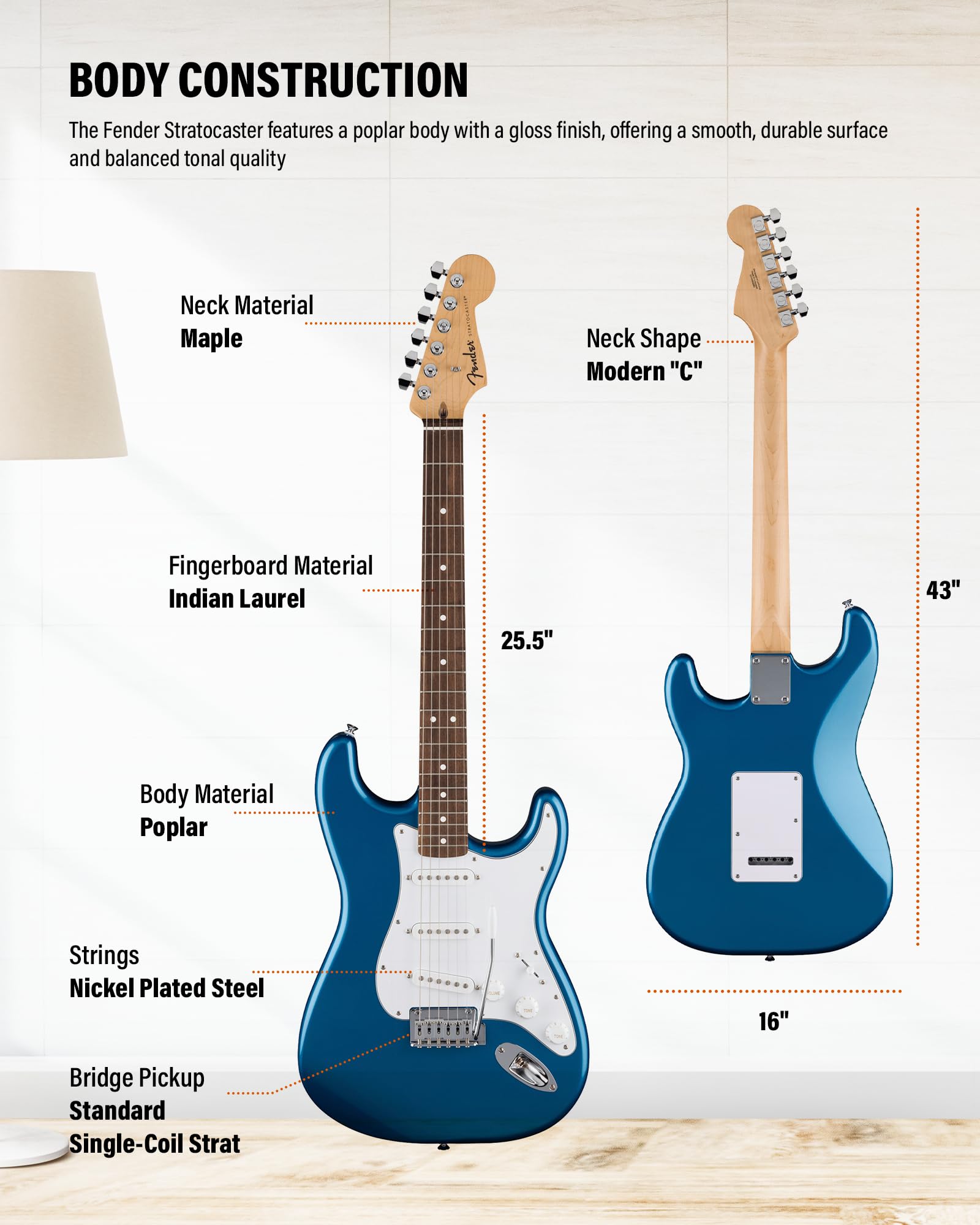 Amazon.com: Fender Standard Stratocaster - Paquete metálico Aqua
