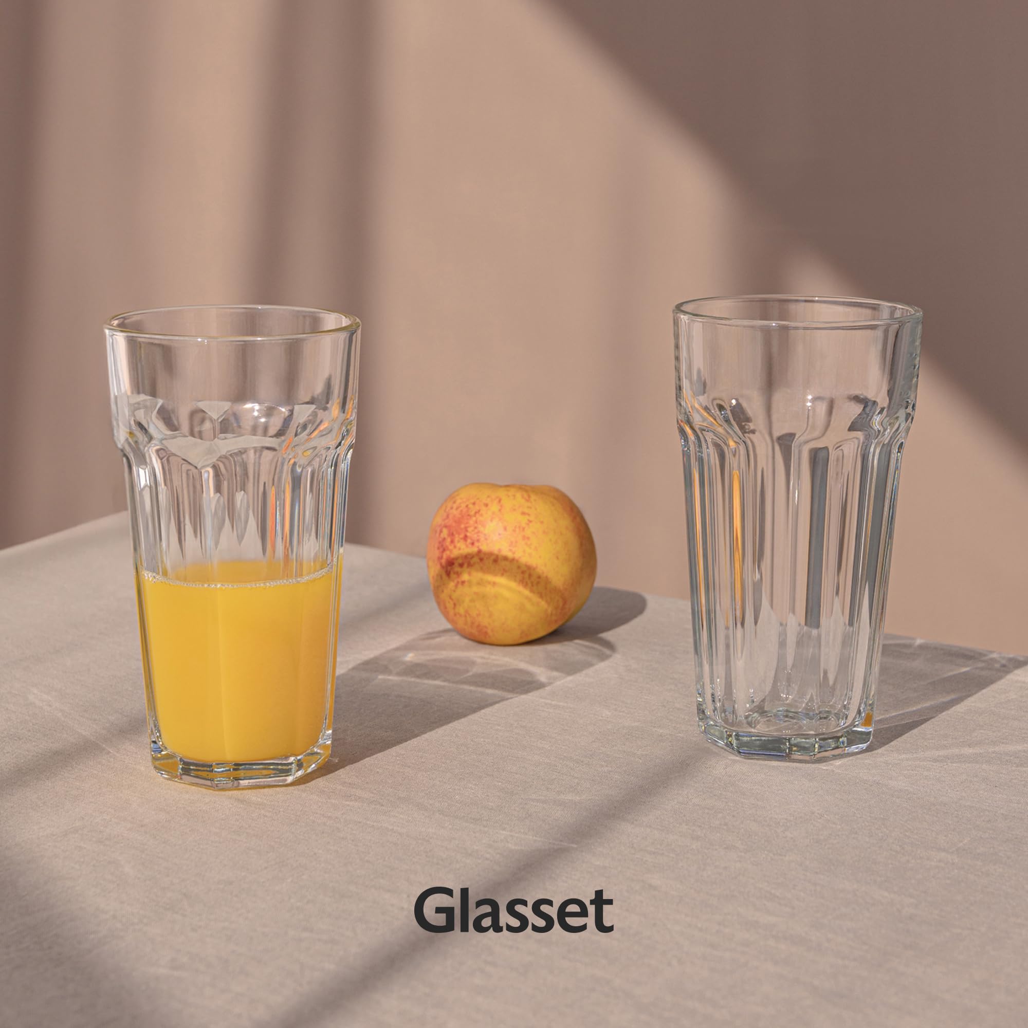 Kieliszki do napojów XXL, zestaw 6 sztuk, 700 ml, amerykańskie rowki, szklanki do koktajli Highball, zestaw szklanek XXL Tumblers Retro, 100% nadają się do recyklingu, nadają się do mycia w
