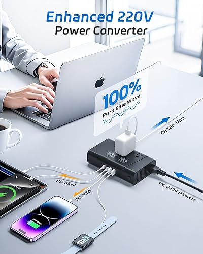 Miniatura 2 de DOACE Convertidor de 220 V a 110 V - Convertidor de voltaje de 800 W de EE. UU. a Europa para alisador de cabello, rizador, teléfono, convertidor de