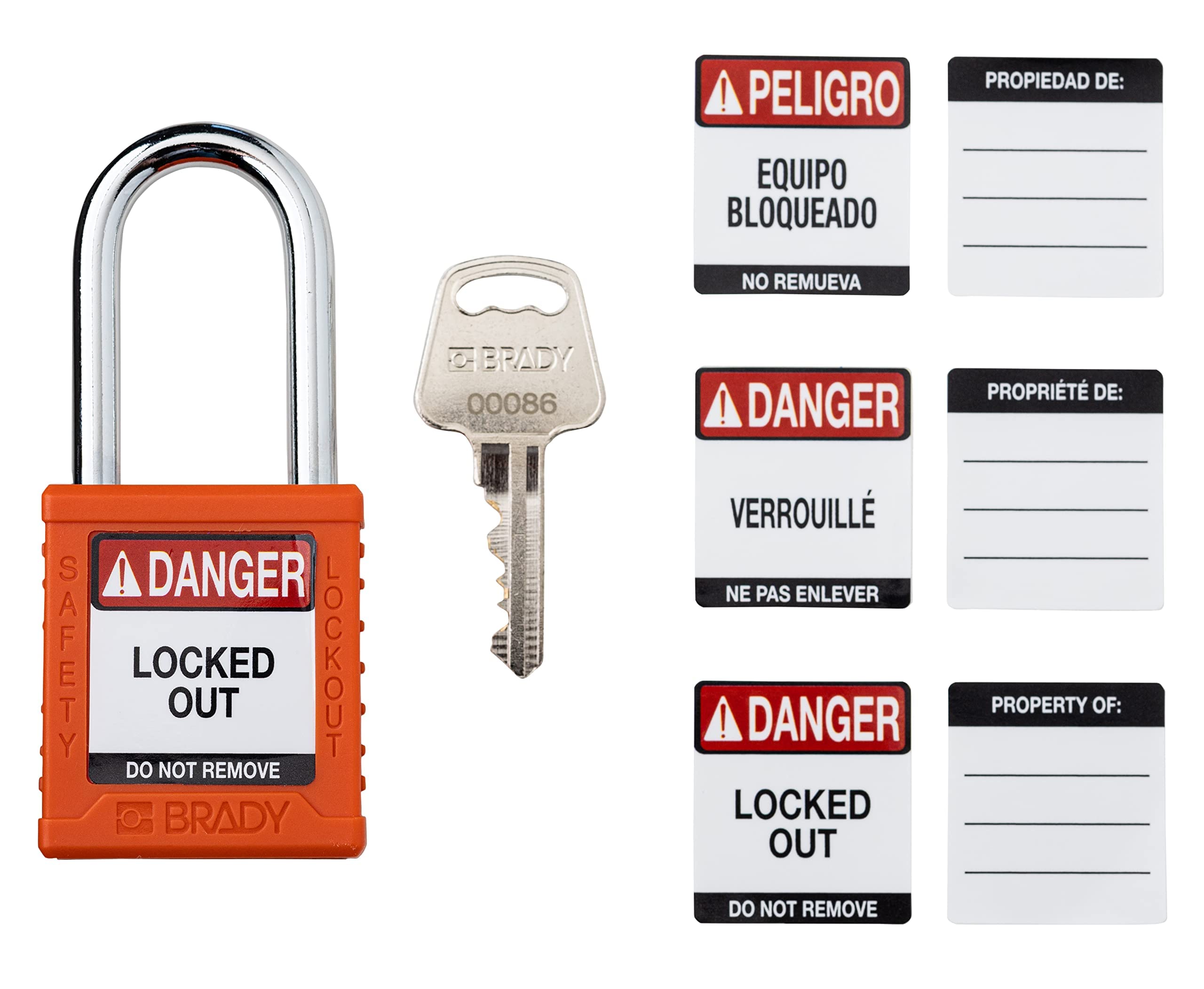 Brady Safety Lockout Padlock Sets - 6 Pack - Orange - Keyed Different Safety Lockout Padlocks - 1 Key Per Lock - SDPL-ORG-38ST-KD6 - Image 2