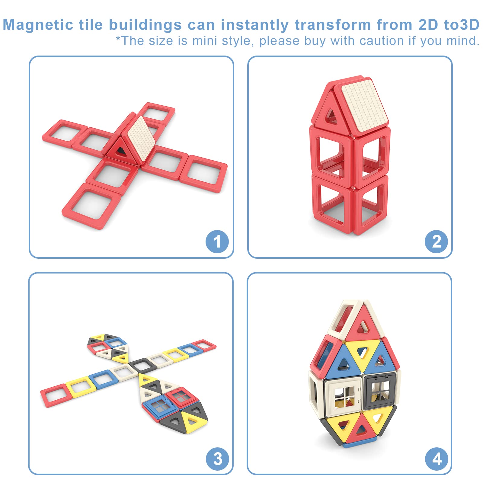 Magnete Piastrelle da Costruzione 173 Pezzi Mini Blocchi Magnetici impilabili 3D Bambini Apprendimento STEM Giocattoli per Ragazze e Ragazzi Regalo Educativo per Bambini