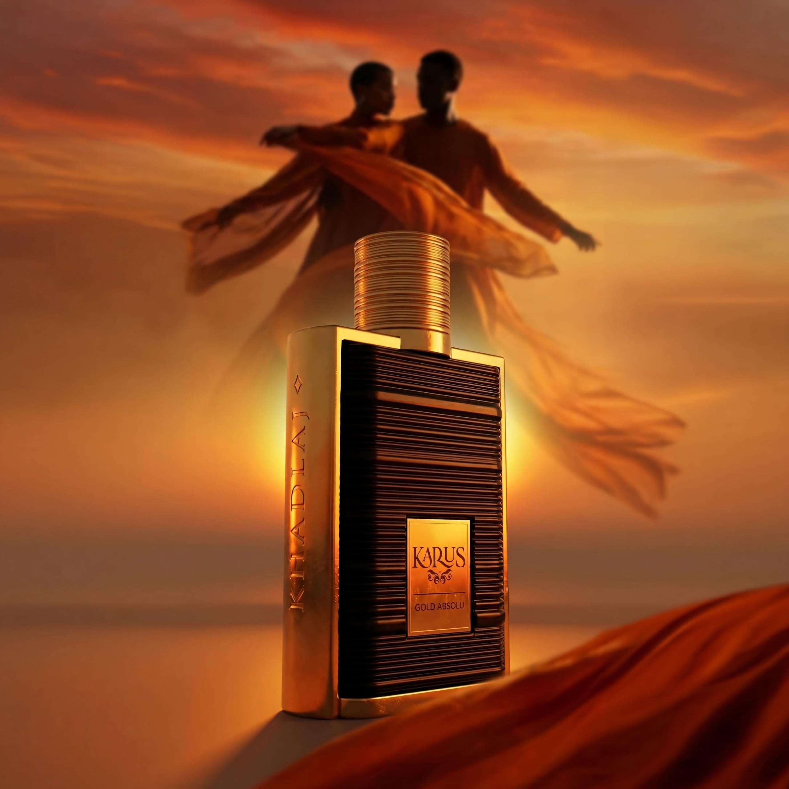 Khadlaj Karus Gold Absolu 100 ml Eau de Parfum Spray Unisex | Bergamotte & Schwarze Johannisbeere, Herz von Veilchen und Jasmin, Zedern- und Tonka-Grundierung, blumig, fruchtig, holzig