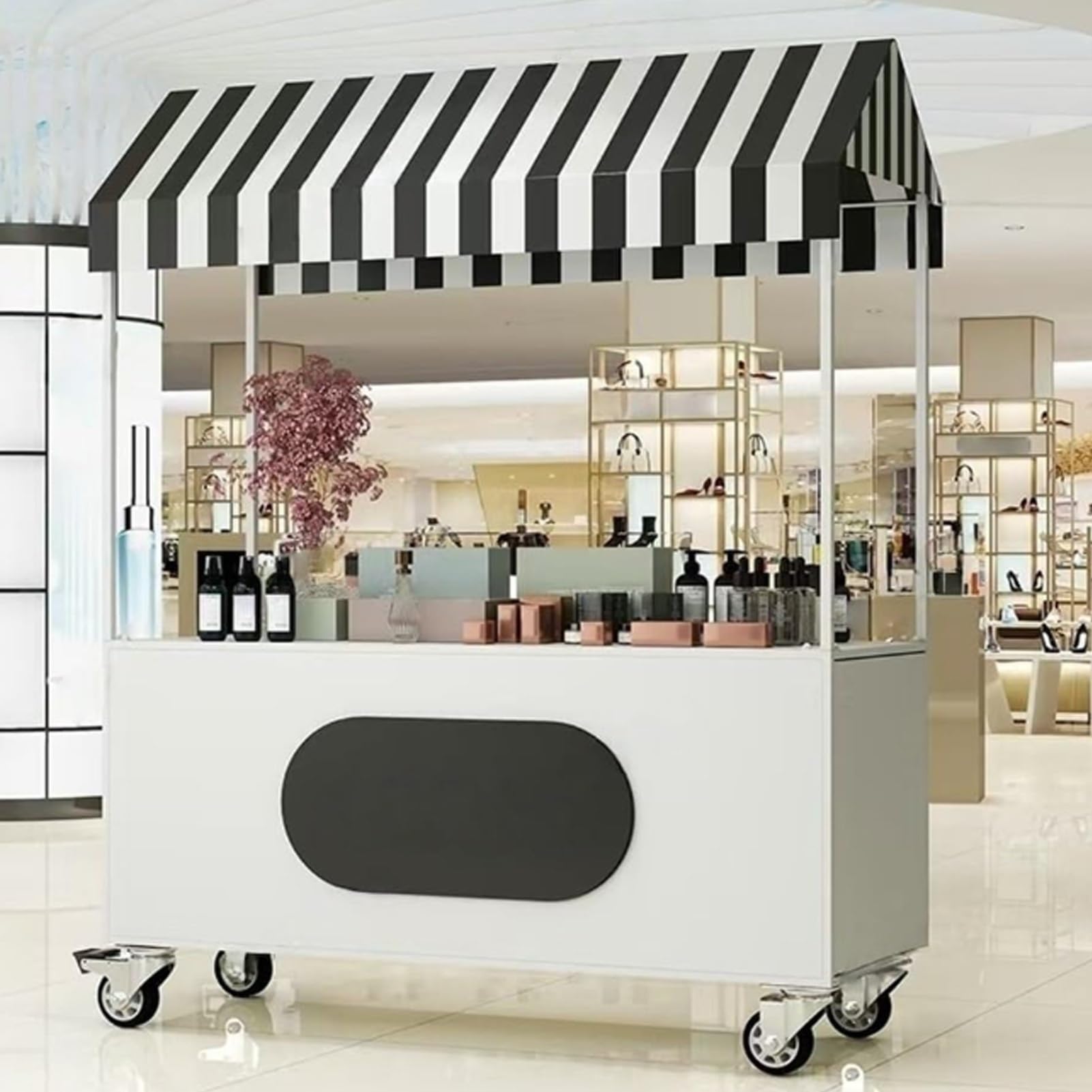 Mobiler Street Food Händlerwagen, kommerzieller Verkaufsstand, Kiosk mit Baldachin für Märkte und Veranstaltungen im Freien, Ausstellungswagen für Lebensmittelservice, 100 cm
