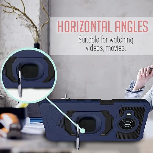 Miniatura 3 de Compatible con Nokia X100 con vidrio templado, protector de cuerpo completo grado militar, soporte magnético para anillo de automóvil, funda