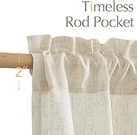 Vista 5 de JINCHAN Linen Textured Curtains 24 Inch Length for Kitchen Windows Country Farmhouse Cafe Small Curtains Rustic Light Filtering Half Curtains for