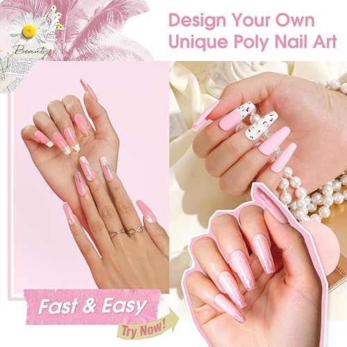 Miniatura 5 de ROSALIND Gel de extensión de polietileno rosa perla, 2.7 onzas, constructor de gel de uñas rosa para decoración de uñas, extensión de engrosamiento