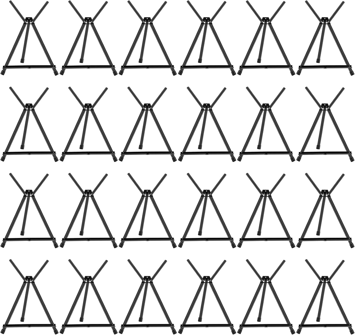 Xinnun 24 Pack Aluminum Tabletop Display Easels 15" to 21" Adjustable Portable Tripod Desktop with Extension Arm Wings and Rubber Feet Tripod Easels Stand for Canvas Pictures Paintings School (Black)