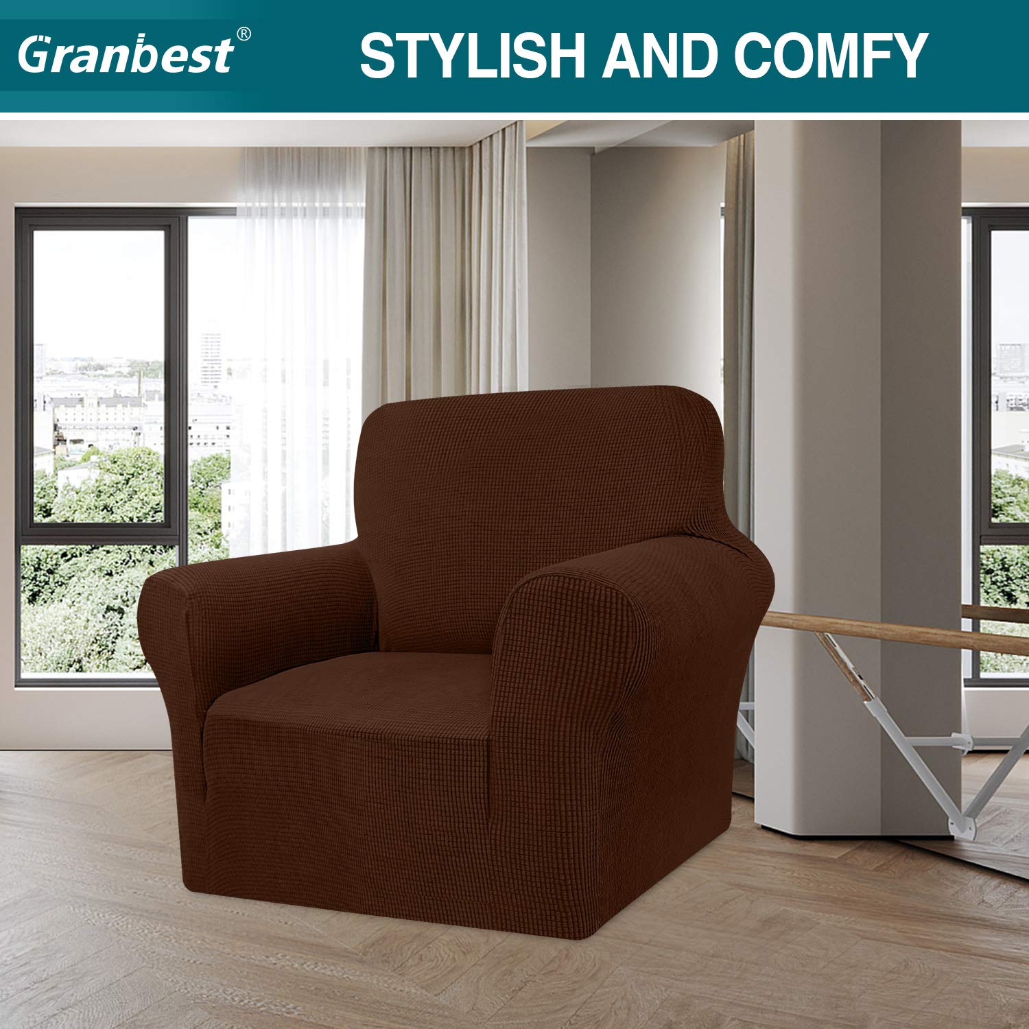 Granbest - Copridivano altamente elasticizzato, moderno, jacquard, per soggiorno, funge da protezione per cani e animali domestici